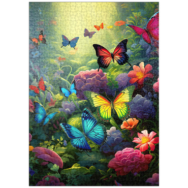 Darstellung des Puzzle Motivs puzzleplate Butterflies in Blooming Enchanted Garden 1000 Puzzle