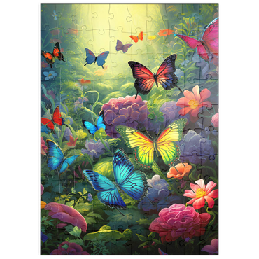 Darstellung des Puzzle Motivs puzzleplate Butterflies in Blooming Enchanted Garden 100 Puzzle