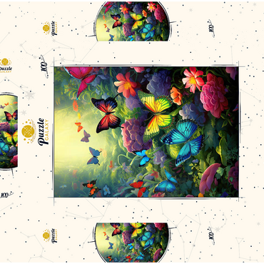 Darstellung des Puzzle Motivs Butterflies in Blooming Enchanted Garden 100 Puzzle Schachtel 3D Modell