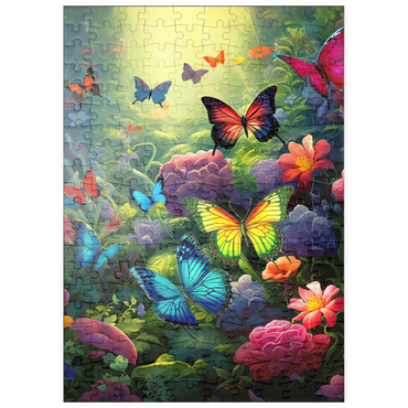 Darstellung des Puzzle Motivs puzzleplate Butterflies in Blooming Enchanted Garden 200 Puzzle