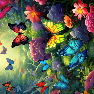 Darstellung des Puzzle Motivs Butterflies in Blooming Enchanted Garden 200 Puzzle 3D Modell