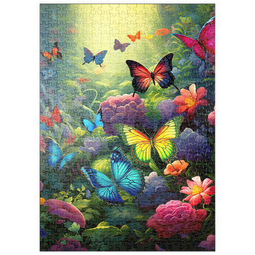 Darstellung des Puzzle Motivs puzzleplate Butterflies in Blooming Enchanted Garden 500 Puzzle