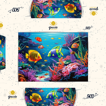 Darstellung des Puzzle Motivs Vibrant Tropical Coral Reef Scene 500 Puzzle Schachtel 3D Modell