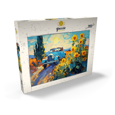 Darstellung des Puzzle Motivs Classic Car and Sunflowers Under Bright Sun 200 Puzzle Schachtel Ansicht2
