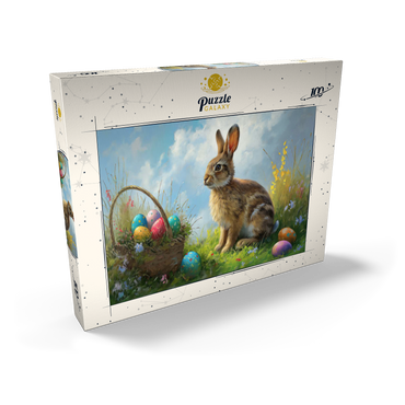 Darstellung des Puzzle Motivs Easter Bunny with Colorful Eggs 100 Puzzle Schachtel Ansicht2