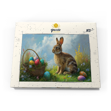 Darstellung des Puzzle Motivs Easter Bunny with Colorful Eggs 100 Puzzle Schachtel Ansicht3