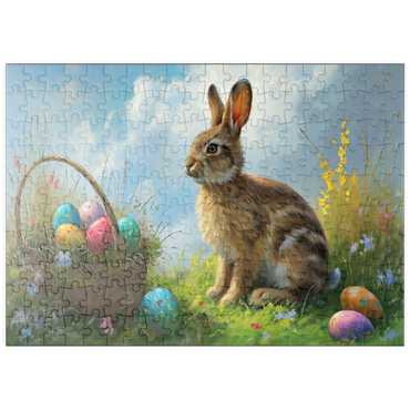Darstellung des Puzzle Motivs puzzleplate Easter Bunny with Colorful Eggs 200 Puzzle