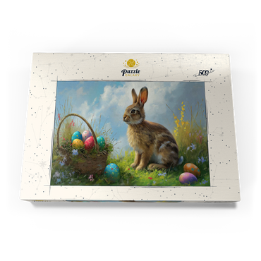 Darstellung des Puzzle Motivs Easter Bunny with Colorful Eggs 500 Puzzle Schachtel Ansicht3