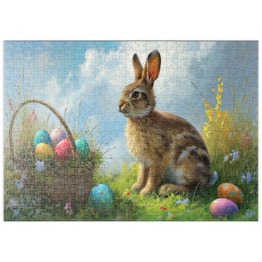 Darstellung des Puzzle Motivs puzzleplate Easter Bunny with Colorful Eggs 500 Puzzle