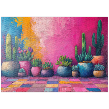 Darstellung des Puzzle Motivs puzzleplate Colorful Cactus and Succulent Display 1000 Puzzle