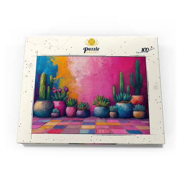 Darstellung des Puzzle Motivs Colorful Cactus and Succulent Display 100 Puzzle Schachtel Ansicht3