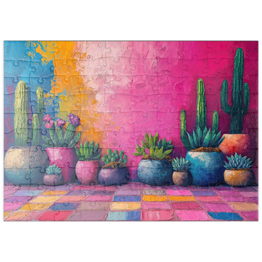Darstellung des Puzzle Motivs puzzleplate Colorful Cactus and Succulent Display 100 Puzzle