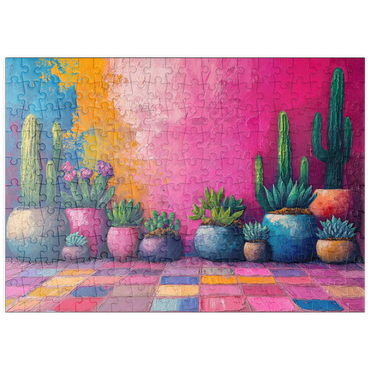Darstellung des Puzzle Motivs puzzleplate Colorful Cactus and Succulent Display 200 Puzzle