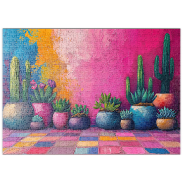 Darstellung des Puzzle Motivs puzzleplate Colorful Cactus and Succulent Display 500 Puzzle