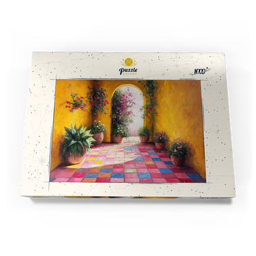 Darstellung des Puzzle Motivs Sunny Courtyard with Potted Flowers 1000 Puzzle Schachtel Ansicht3