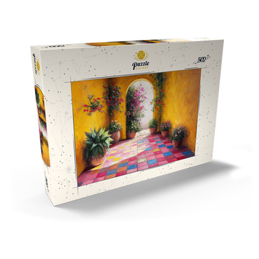 Darstellung des Puzzle Motivs Sunny Courtyard with Potted Flowers 500 Puzzle Schachtel Ansicht2