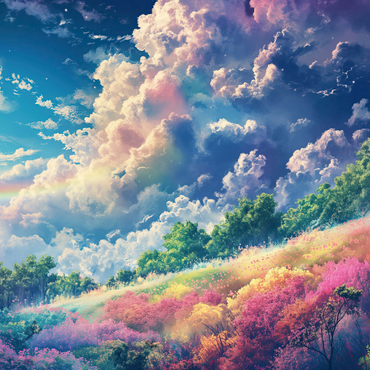Darstellung des Puzzle Motivs Vibrant Meadow Under Rainbow Clouds 1000 Puzzle 3D Modell
