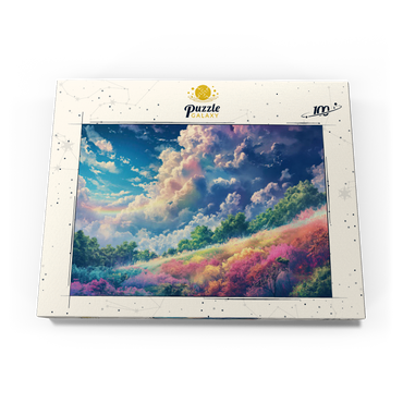 Darstellung des Puzzle Motivs Vibrant Meadow Under Rainbow Clouds 100 Puzzle Schachtel Ansicht3