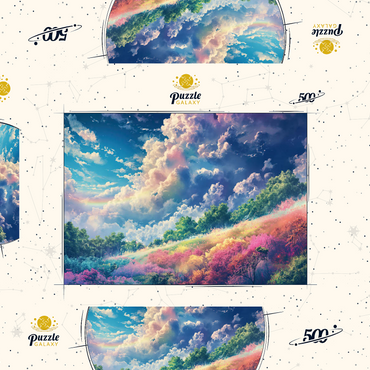 Darstellung des Puzzle Motivs Vibrant Meadow Under Rainbow Clouds 500 Puzzle Schachtel 3D Modell