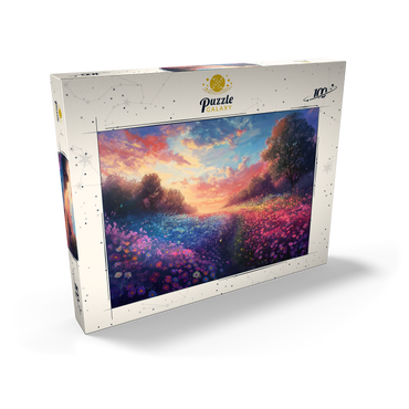 Darstellung des Puzzle Motivs Sunset Over Vibrant Flower Fields 100 Puzzle Schachtel Ansicht2