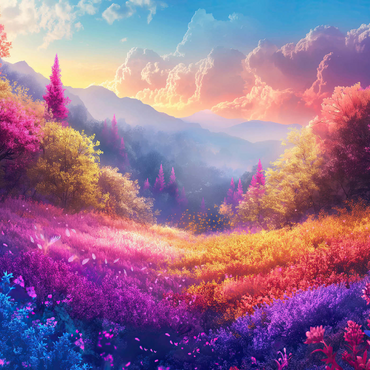 Darstellung des Puzzle Motivs Vivid Rainbow Forest Valley 1000 Puzzle 3D Modell