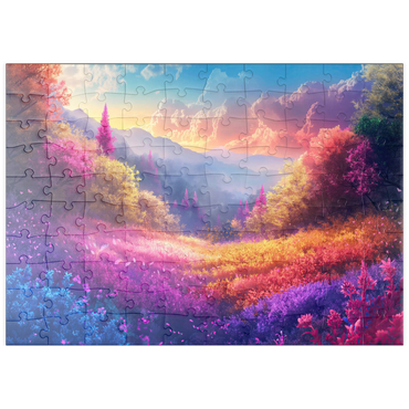 Darstellung des Puzzle Motivs puzzleplate Vivid Rainbow Forest Valley 100 Puzzle