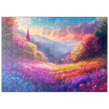 Darstellung des Puzzle Motivs puzzleplate Vivid Rainbow Forest Valley 200 Puzzle