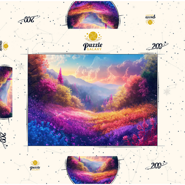 Darstellung des Puzzle Motivs Vivid Rainbow Forest Valley 200 Puzzle Schachtel 3D Modell
