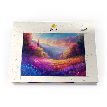 Darstellung des Puzzle Motivs Vivid Rainbow Forest Valley 500 Puzzle Schachtel Ansicht3
