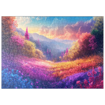 Darstellung des Puzzle Motivs puzzleplate Vivid Rainbow Forest Valley 500 Puzzle