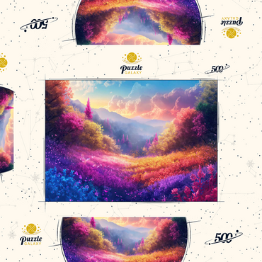 Darstellung des Puzzle Motivs Vivid Rainbow Forest Valley 500 Puzzle Schachtel 3D Modell