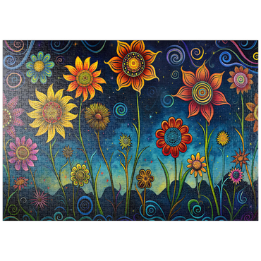 Darstellung des Puzzle Motivs puzzleplate Whimsical Nighttime Flower Garden 1000 Puzzle
