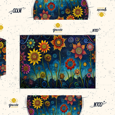 Darstellung des Puzzle Motivs Whimsical Nighttime Flower Garden 1000 Puzzle Schachtel 3D Modell