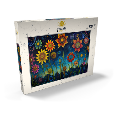 Darstellung des Puzzle Motivs Whimsical Nighttime Flower Garden 100 Puzzle Schachtel Ansicht2