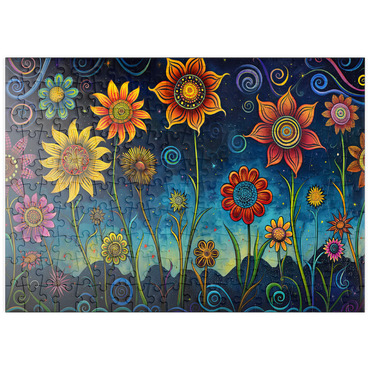 Darstellung des Puzzle Motivs puzzleplate Whimsical Nighttime Flower Garden 200 Puzzle