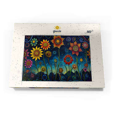 Darstellung des Puzzle Motivs Whimsical Nighttime Flower Garden 500 Puzzle Schachtel Ansicht3