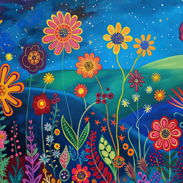 Darstellung des Puzzle Motivs Starry Night Flower Meadow 1000 Puzzle 3D Modell