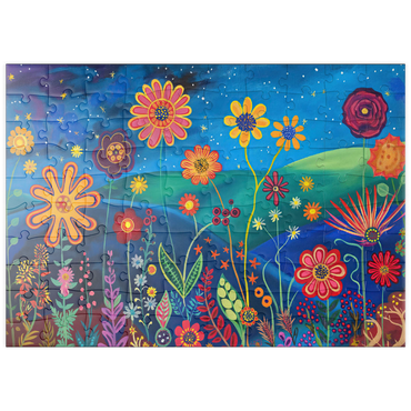 Darstellung des Puzzle Motivs puzzleplate Starry Night Flower Meadow 100 Puzzle