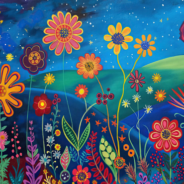 Darstellung des Puzzle Motivs Starry Night Flower Meadow 100 Puzzle 3D Modell