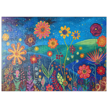 Darstellung des Puzzle Motivs puzzleplate Starry Night Flower Meadow 200 Puzzle