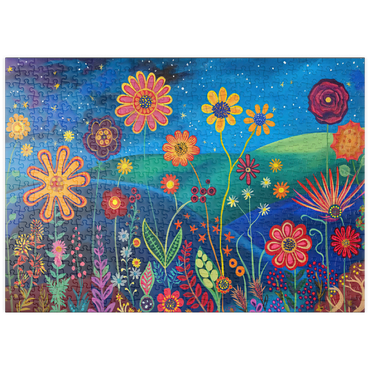 Darstellung des Puzzle Motivs puzzleplate Starry Night Flower Meadow 500 Puzzle