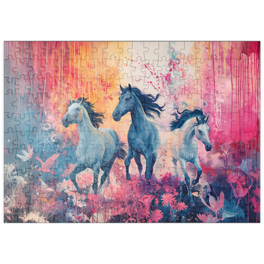 Darstellung des Puzzle Motivs puzzleplate Wild Horses in Vibrant Dreamscape 200 Puzzle