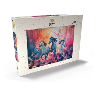 Darstellung des Puzzle Motivs Wild Horses in Vibrant Dreamscape 500 Puzzle Schachtel Ansicht2