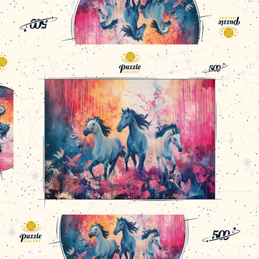 Darstellung des Puzzle Motivs Wild Horses in Vibrant Dreamscape 500 Puzzle Schachtel 3D Modell