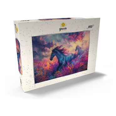 Darstellung des Puzzle Motivs Majestic Horses in Vibrant Fantasy Landscape 1000 Puzzle Schachtel Ansicht2