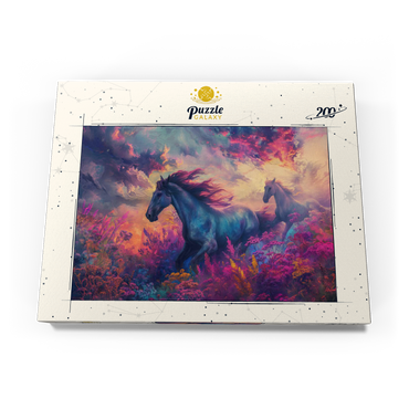 Darstellung des Puzzle Motivs Majestic Horses in Vibrant Fantasy Landscape 200 Puzzle Schachtel Ansicht3