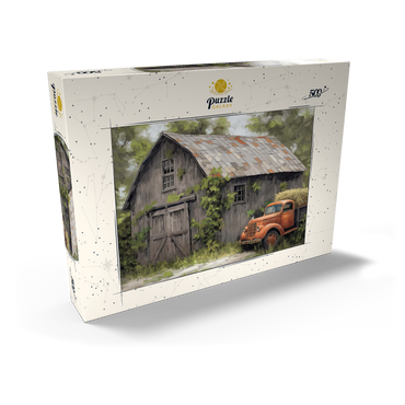 Darstellung des Puzzle Motivs Rustic Barn and Vintage Hay Truck 500 Puzzle Schachtel Ansicht2
