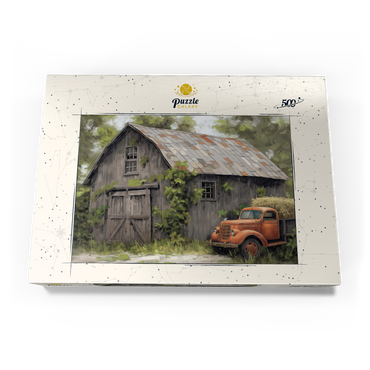 Darstellung des Puzzle Motivs Rustic Barn and Vintage Hay Truck 500 Puzzle Schachtel Ansicht3