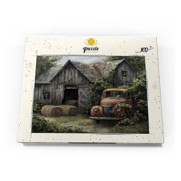 Darstellung des Puzzle Motivs Weathered Barn with Classic Rusty Truck 100 Puzzle Schachtel Ansicht3