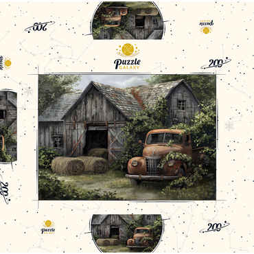 Darstellung des Puzzle Motivs Weathered Barn with Classic Rusty Truck 200 Puzzle Schachtel 3D Modell